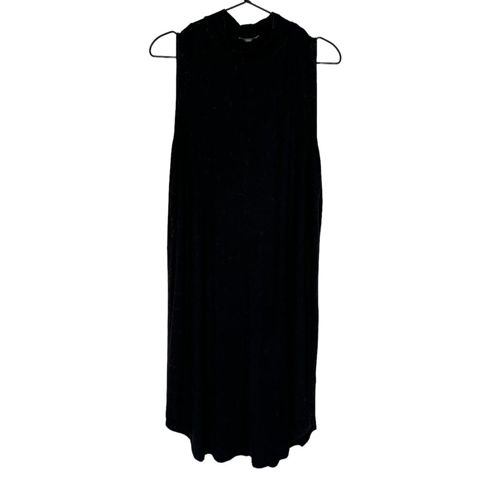 Lilla‎ P Black Stonewashed Sleeveless Midi Jersey Knit Mock Neck Dress Medium - Picture 4 of 7